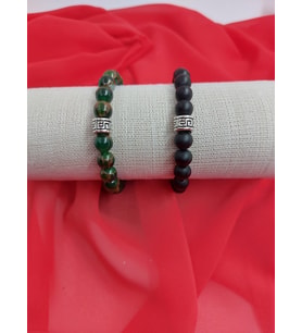 Yeşil Kahve Kantaşı + Siyah Oniks Doğaltaş Bileklik (2'li Takım 8 MM)