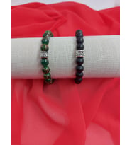 Yeşil Kahve Kantaşı + Siyah Oniks Doğaltaş Bileklik (2'li Takım 8 MM)