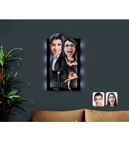 BK Gift Kişiye Özel Sevgililer Karikatürlü 3D Led Işıklı Ahşap Tablo-6