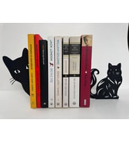 ToDekora Kedi Siluetli Kitap Tutucu 2’li – Siyah – Minimal Dokunuş, Hediyelik Düzenleyici (Düz Siyah)
