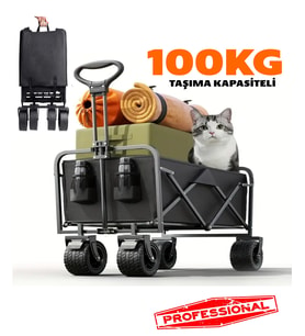 Kamp Arabası Katlanır Taşıma Arabası Büyük Vagon Pazar Alışveriş Araba Frenli Ve Geniş Tekerlekli