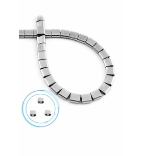Hematit Doğal Taş Parlak Gümüş Kare Kesim Çift Delikli 6x6mm Dizi