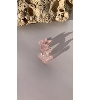 Şeffaf Renkli Pembe Glitter Süsleme Güvercin Şekil Gümüş Aksesuarlı Epoksi Küpe El Yapımı Hediyelik