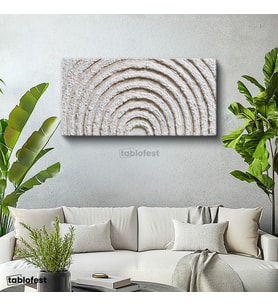 Yatay Panoramik Kanvas Tablo Soyut Dairesel Formlar Modern Sanat Tablosu Ev Ofis Duvar Dekoru