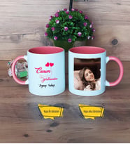 Öğretmene Hediye Kupa Bardak Pembe Fotoğraflı Öğretmenler Günü Hediyesi