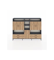 Arges Dolap 12 Raflı 4 Çekmeceli 5 Kapaklı 220x30x163 Antrasit-Çam