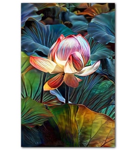 Cakatablo Lotus Çiçeği ve Dev Yaprakları MDF Tablo