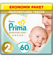 Prima Premium Care 2 Beden Bebek Bezi Yenidoğan 60 Adet