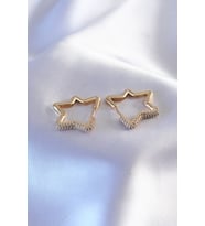 Gold Renk Zirkon Taşlı Yıldız Model Kadın Küpe TJ-BKP7236