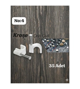 4 No Çelik Çivili Kroşe, Kablo Bağı, Kablo Tutucu (35 Adet)