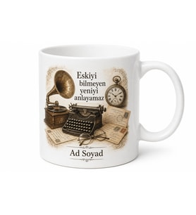Vintage Sever Eski Eşyalar Nostalji Dönem Modası Baskılı Porselen Kupa Bardak Hediye