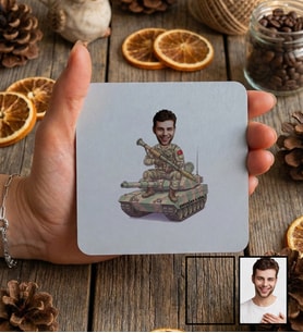 Kişiye Özel Karikatürlü Asker Bardak Altlığı 30 Ağustos Zafer Bayramı Hediyesi