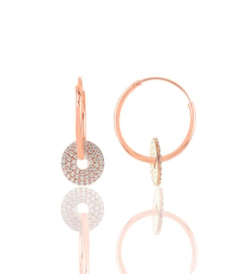 Söğütlü Silver Gümüş rose zirkon taşlı halka küpe