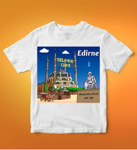 Edirne Tasarımlı Tişört (Beyaz)