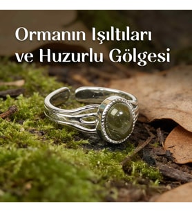 Koyu Renk Labradorit Taşı Çelik Yüzük - Kararmaz