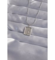 316L Çelik Zincir Gümüş Renk Zirkon Taşlı Ay Yıldız Figürlü Tarot Kolye - TJ-BKO9022