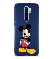 Xiaomi Redmi Note 8 Pro Soft Premier Kapak Mickey Mouse-E Tasarımlı Silikon Kılıf - Lacivert (Şeffaf)