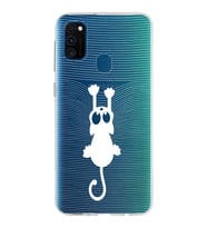 Samsung Galaxy M30s Kapak Mandala Kedi Tasarımlı Şeffaf Silikon Kılıf