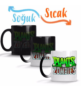 Plants ve Zombies Logo Sihirli Kupa Bardak Porselen