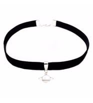 Siyah Renk Kadife Kadın Satürn Choker Kolye
