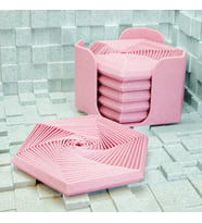 3D Baskı Super Fidget Coaster Seti - Altıgen Desenli Bardak Altlığı ve Tutucu-Pembe