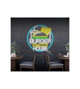 BURGER HOUSE Yazılı ve Şekilli Neon Tabela