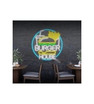 BURGER HOUSE Yazılı ve Şekilli Neon Tabela
