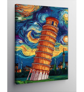 Kanvas Tablo Pisa Kulesi Van Gogh Temalı