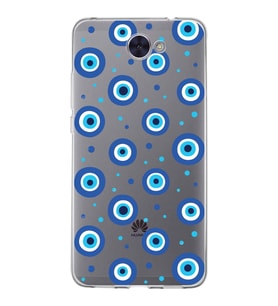 PrintiFy Huawei Y7 2017 ile Uyumlu 1mm Slim Fit Nazar Boncuğu 1 Baskılı Şeffaf  Kılıf