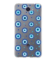 PrintiFy Huawei Y7 2017 ile Uyumlu 1mm Slim Fit Nazar Boncuğu 1 Baskılı Şeffaf  Kılıf