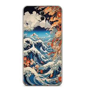 Huawei Mate 20 Lite Uyumlu Kanagawa Dalga Desenli Şeffaf Telefon Kılıfı