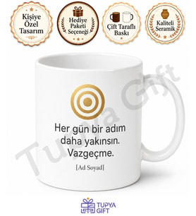 Hedef Odaklı Motivasyon Yazılı Kupa Bardak Baskılı Hediye