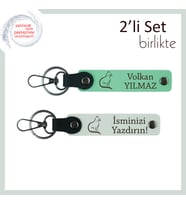 Sakinliğiyle Kalbini Fetheden Kediye, Kişisel Anahtarlık, Tatlı Patili Tasarım, Açık Yeşil-Beyaz