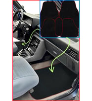 Renault Broadway R9 /11 Spring Fairway Flash 5 Parça Araç Halı Paspas  Kırmızı Kenarlı Oto Paspas (Siyah)