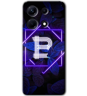 İnfinix Note 30 Pro Kılıf HD Desen Baskılı Kılıf - Dark Neon Yaprak B Harfi