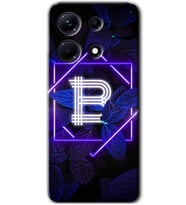İnfinix Note 30 Pro Kılıf HD Desen Baskılı Kılıf - Dark Neon Yaprak B Harfi