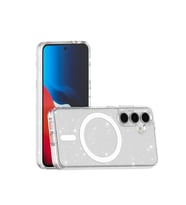 Samsung Galaxy S24 FE Uyumlu Kılıf M-safe Şarj Özellikli Parlayan Simli Saydam Renkli Zore Allstar Kapak (Şeffaf)