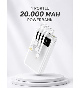 Powerbank Şarj Cihazı 4 Çıkışlı 20.000 MAH Powerbank Kompakt Yüksek Kapasiteli Hızlı Şarj