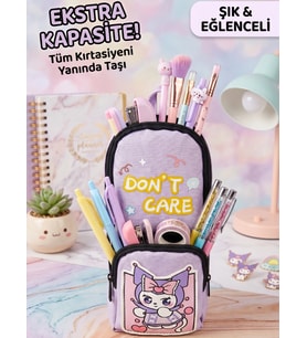 Sanrio Baskılı Kuromi My Melody Kırtasiye Kutusu Karikatür Mor Kalem Kutusu Büyük Kapasite
