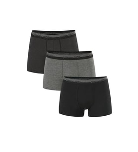 Pierre Cardin Erkek 3'lü Boxer Çizgili/Düz (Siyah)