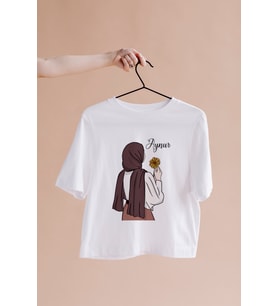 Tesettürlü Kız Karakter Tasarımlı Tişört Kişiye Özel ( Unisex - Büyük - Çocuk )