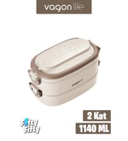 Vagonlife 1140 ML 2 Kat Paslanmaz Çelik Çorba Kaseli Bento Lunch Box Yeni Nesil Sefer Tası -FFLBOX10403