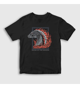 Presmono Unisex Çocuk Siyah Fire Targaryen House Of The Dragon T-Shirt 344302tt