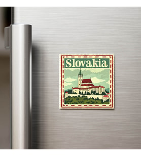 Slovakya Slovakia - Posta Pulu Temalı Ülke - Baskılı Buzdolap Magneti Kare - 9x9 cm
