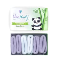 Novibaby 3'lü Bambu Yenidoğan Bebek Çorap I Purpy I 0-6 ay (Karışık)
