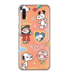 Samsung Galaxy A70 Uyumlu Snoopy Tasarımlı Şeffaf Telefon Kılıfı