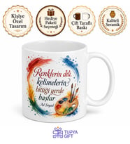 Ressam Temalı Boya Desenli Kupa Bardak Sanatçı Hediye Porselen Mug