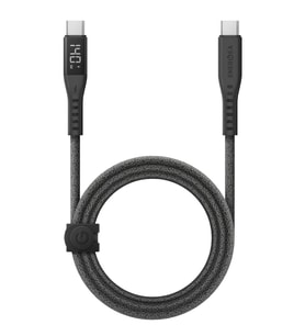 Flow 1.5M 240W Dijital Göstergeli Type-C to Type-C PD Hızlı Şarj Kablo - Siyah