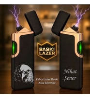 İsme Özel Premium Şarjlı Çakmak - Çift Yön Baskı Opsiyonu- Aslan Kurt Kartal Logo Seçenekleriyle