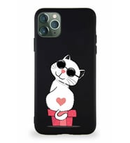 Apple iPhone 11 Pro Max Soft Premier Kapak Coolcat Tasarımlı Silikon Kılıf - Siyah (Şeffaf)